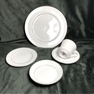 Set Of 5 Pcs Crown Victoria Lovelace Tea Coffee Cup Saucer Dinner Bread Plates